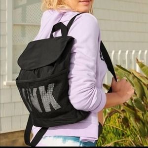 Pink By Victoria’s Secret Black Mesh Mini Backpack